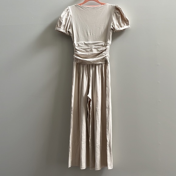NWT Susana Monaco x Revolve Beige Gathered Jumpsuit in Blanched Almond - Picture 5 of 7